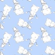 Snowmen Hand-drawn line illustration Seamless background 2 N2