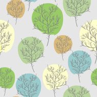 Trees seamless pattern with colored foliage Vintage retr