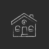 Detached house icon drawn in chalk