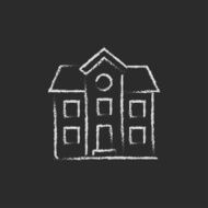 Two storey detached house icon drawn in chalk N4