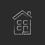 Two storey detached house icon drawn in chalk N5