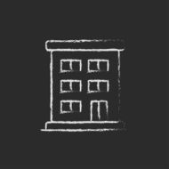 Residential building icon drawn in chalk N3
