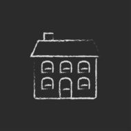Two storey detached house icon drawn in chalk N6