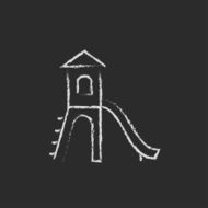 Playground with slide icon drawn in chalk
