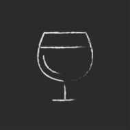 Glass of wine icon drawn in chalk