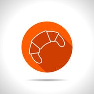 Vector croissant orange icon with flat shadow