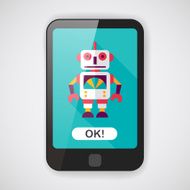 vintage robot flat icon with long shadow eps 10 N9