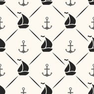 Seamless pattern of anchor sailboat shape and line