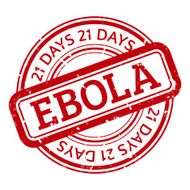 Red stamp with Ebola concept text on white background