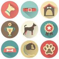 Retro dog icons set illustration for web