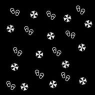 Geometric simple monochrome minimalistic vector holiday pattern umbrellas and flip