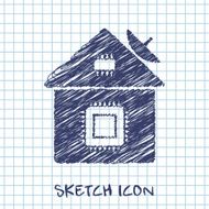 smart house vector sketch icon