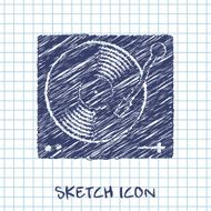 vinyl player vector sketch icon