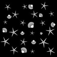 Geometric simple monochrome minimalistic vector holiday pattern starfish and shell