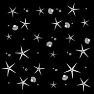 Geometric simple monochrome minimalistic vector holiday pattern starfish and shell N2