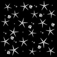Geometric simple monochrome minimalistic vector holiday pattern starfish and shell N3