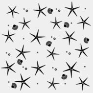 Geometric simple monochrome minimalistic vector holiday pattern starfish and shell N6