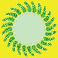 Green plumage on a yellow background