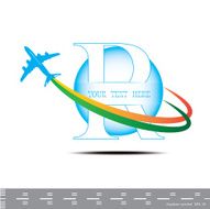 Airplane symbol Letter Travel background with aircraft