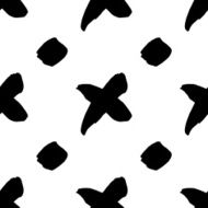 Vector ink cross and dots seamless pattern