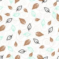 Floral seamless pattern with green leaves and spiral