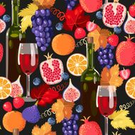 Wine and fruit seamless