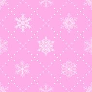 Seamless pattern of snowflakes white on pink