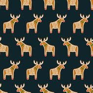 Seamless pattern with Christmas gingerbread cookies - xmas deer