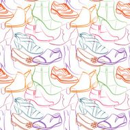 Vector seamless pattern of various women's shoes