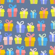Gifts seamless pattern Vector background of colored boxes with