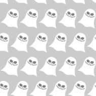 White funny ghost seamless pattern Vector backgrounds for Hallo
