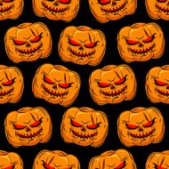 Scary pumpkin seamless pattern Background for Halloween Vector