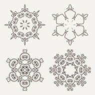 Intricate Henna Lines Painted Flowers Set