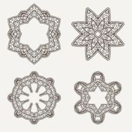 Intricate Henna Lines Painted Flowers Set N2