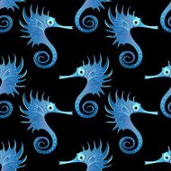 Seamless tropical pattern with sea horse
