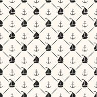 Seamless pattern of anchor sailboat shape and line N2