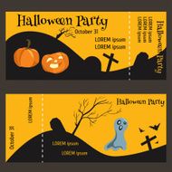 ticket for halloween-party two-sided with a tear-off portion