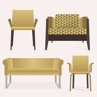 Modern style yellow sofa and arm chair furniture set