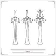 Rounded Fantasy Sword Lineart
