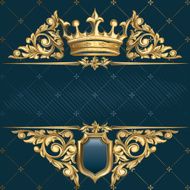 Retro decorative golden crown &amp; shield