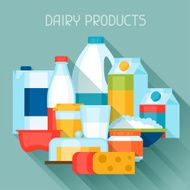 Illustration with dairy products in flat design style N2