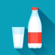 Illustration with bottle and glass of milk in flat design