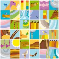 African Animals Random Color Collage N2