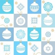 White background Christmas decorations snowflakes blue seamless pattern