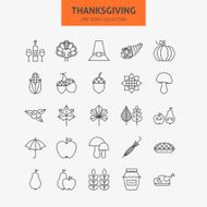 Line Thanksgiving Day Holiday Icons Big Set