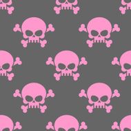 Pink skull on a grey background seamless pattern