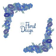 Blue floral border made with wildflowers N16