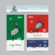 Funny goat santa Christmas cards design