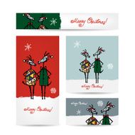 Couple of funny goats Christmas cards 2015 design