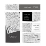 Business cards design ancient letter on old grunge paper